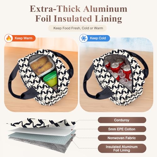 KUBYA Lunch Bag Lunch Box for Women, Cute Corduroy Insulated Reusable Work Leakproof Simple Adults Large Lunch Boxes Tote Bag Men Cooler Bag - Image 2