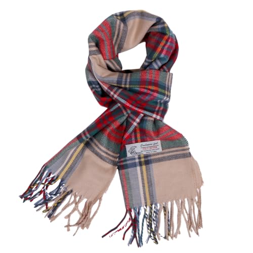 TZ Promise Plaid Cashmere Feel Classic Soft Luxurious Winter Scarf For Men Women (Tartan Camel) - Image 1