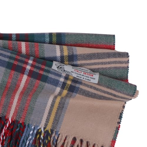 TZ Promise Plaid Cashmere Feel Classic Soft Luxurious Winter Scarf For Men Women (Tartan Camel) - Image 3