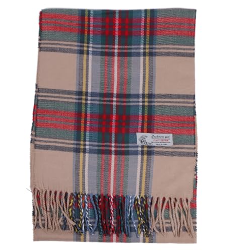 TZ Promise Plaid Cashmere Feel Classic Soft Luxurious Winter Scarf For Men Women (Tartan Camel) - Image 2