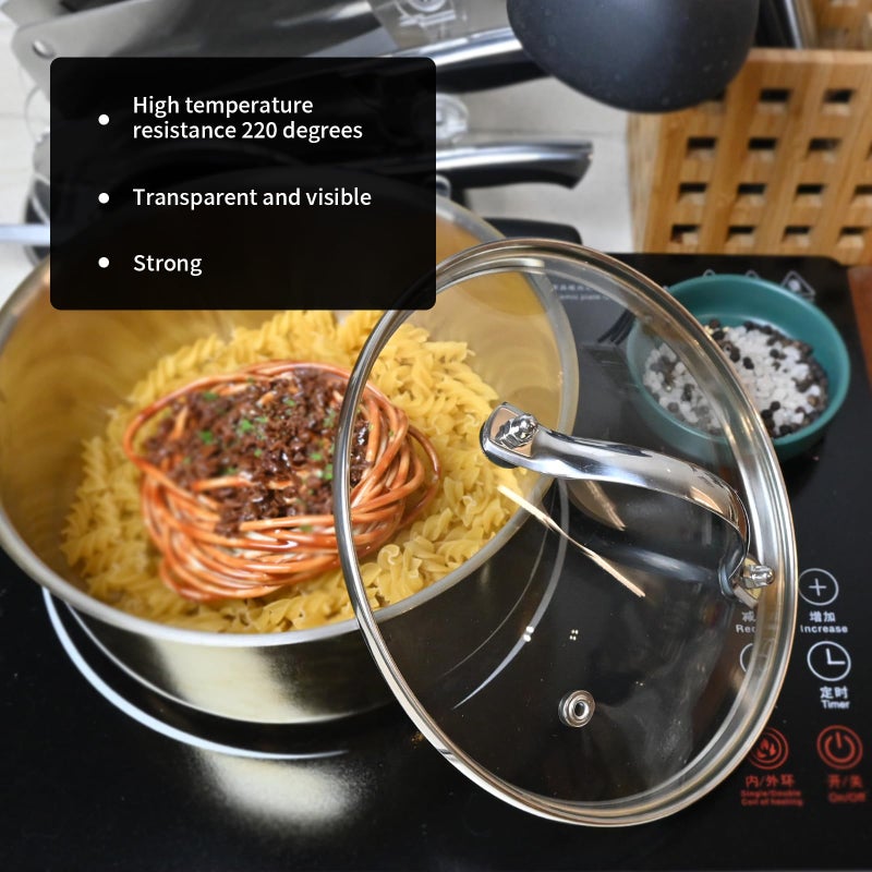 Pastlla 7 Inch Universal Tempered Glass Pot Lid Glass Covers with Stainless Steel Handle for Frying Pan Wok Pot Skillet - Image 5