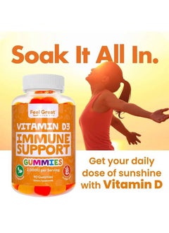 Feel Great 365 Feel Great Vitamin D Gummies for Adults | Tropical Flavored Vegetarian Chewable Vitamin D 2000 iu | Immune Support Supplement | Gluten Free | 45 Day Supply  - Image 3