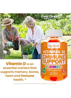 Feel Great 365 Feel Great Vitamin D Gummies for Adults | Tropical Flavored Vegetarian Chewable Vitamin D 2000 iu | Immune Support Supplement | Gluten Free | 45 Day Supply  - Image 2