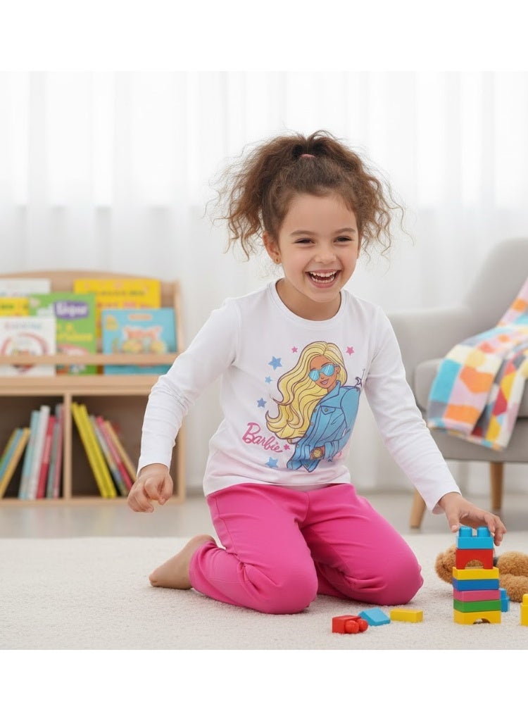 باربي باربى  طقم بيجامة أطفال بأكمام طويلة – كيدز تي في - Image 3