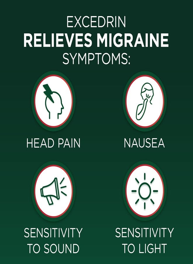 GlaxoSmithKline Excedrin Migraine Relief Caplets to Alleviate Migraine Symptoms, 100 Count - Image 2