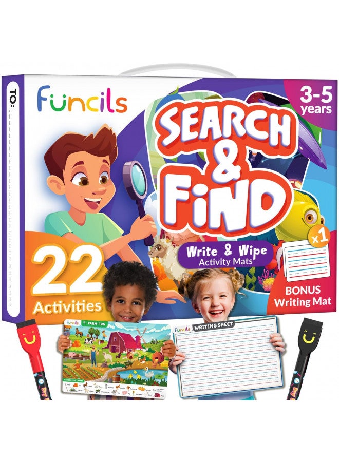Funcils Search and Find for Kids & Toddlers - Preschool Learning Activity Book, Art and Craft Supplies, Seek Find Games, Birthday Gifts for Girls & Boys, Educational Toys for Ages 3, 4, 5, 6 Year Old - Image 1