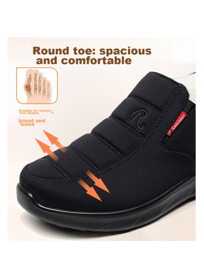 Anglerfish Winter Pure Wool Thickened Warm Old Beijing Cloth Shoes For Men, Casual Dad Cotton Shoes 22101, Black, Size 44 - Image 3