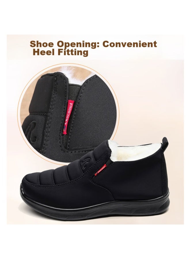 Anglerfish Winter Pure Wool Thickened Warm Old Beijing Cloth Shoes For Men, Casual Dad Cotton Shoes 22101, Black, Size 44 - Image 5
