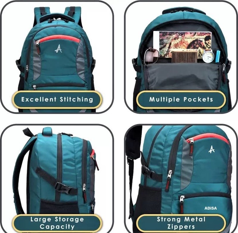 ADISA Laptop Backpack Office Bag College Travel Back Pack with rain Cover (BP058-GRN) - Image 4