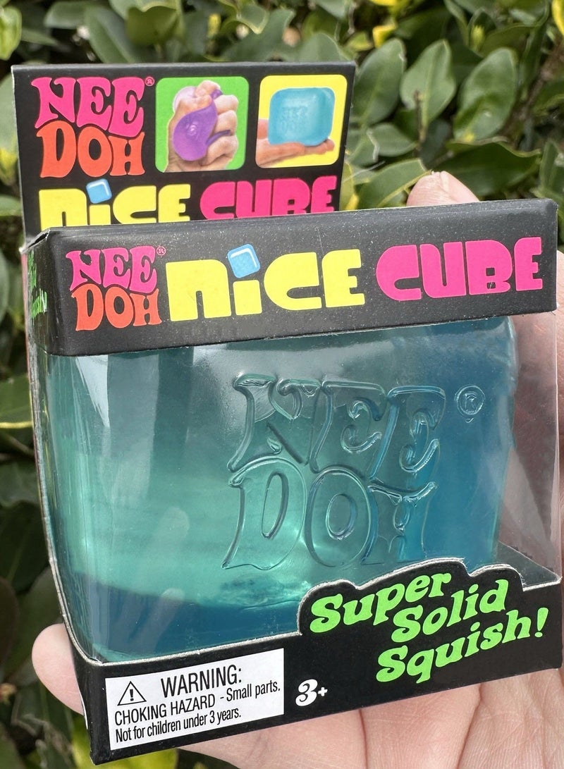 Needoh Schylling NeeDoh Nice Cube -Sensory Squeeze Toy with Super Solid Squish - 2.25" Cube (Blue) - Image 1