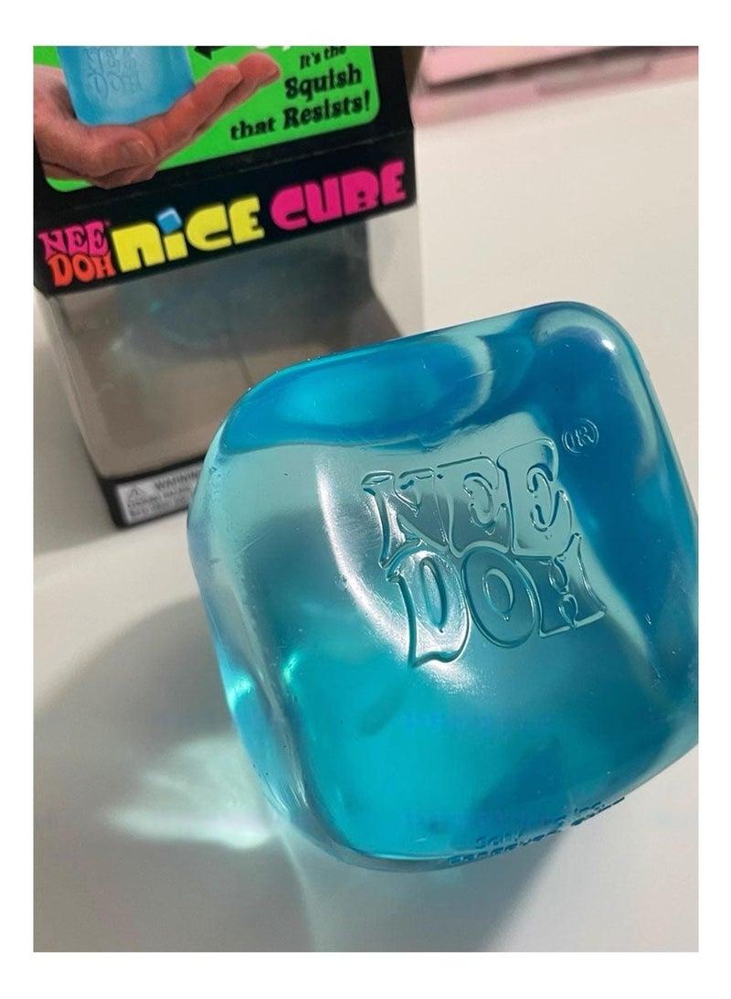 Needoh Schylling NeeDoh Nice Cube -Sensory Squeeze Toy with Super Solid Squish - 2.25" Cube (Blue) - Image 2
