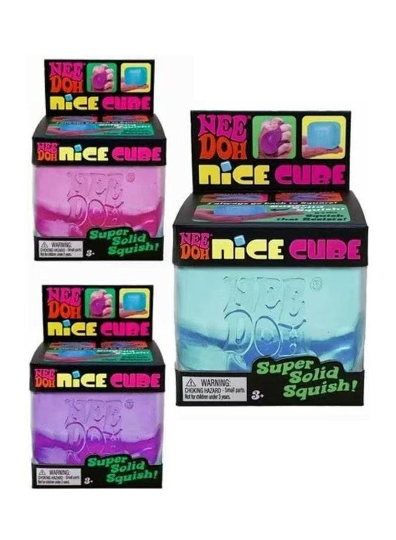 Needoh Schylling NeeDoh Nice Cube -Sensory Squeeze Toy with Super Solid Squish - 2.25" Cube (Blue) - Image 3