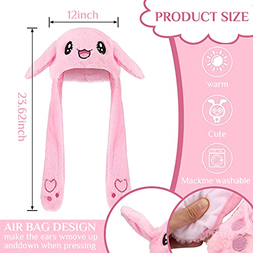 Optifit Plush Animal Bunny Dancing Ears Hat, Rabbit Moving Ear Flaps and Press Paws for Girls Women Kids,Pink - Image 3