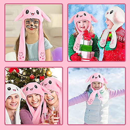 Optifit Plush Animal Bunny Dancing Ears Hat, Rabbit Moving Ear Flaps and Press Paws for Girls Women Kids,Pink - Image 4