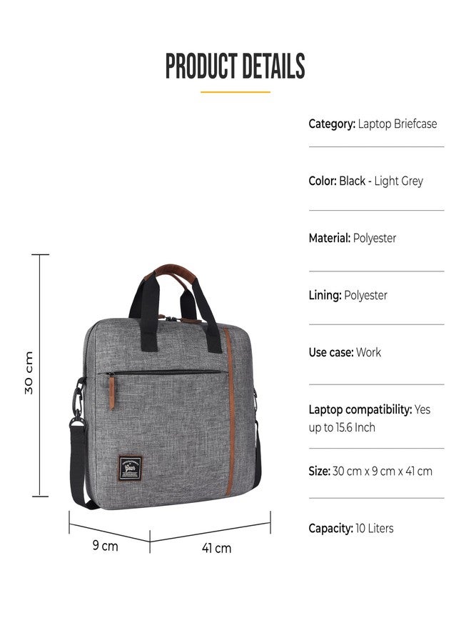Gear Sleek 19.5L Small Water Resistant Laptop Briefcase/Office Bag/Laptop Messenger Bag for Men/Women(Black-Light Grey) - Image 3