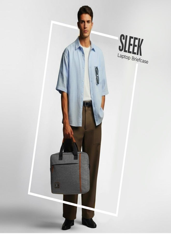 Gear Sleek 19.5L Small Water Resistant Laptop Briefcase/Office Bag/Laptop Messenger Bag for Men/Women(Black-Light Grey) - Image 2