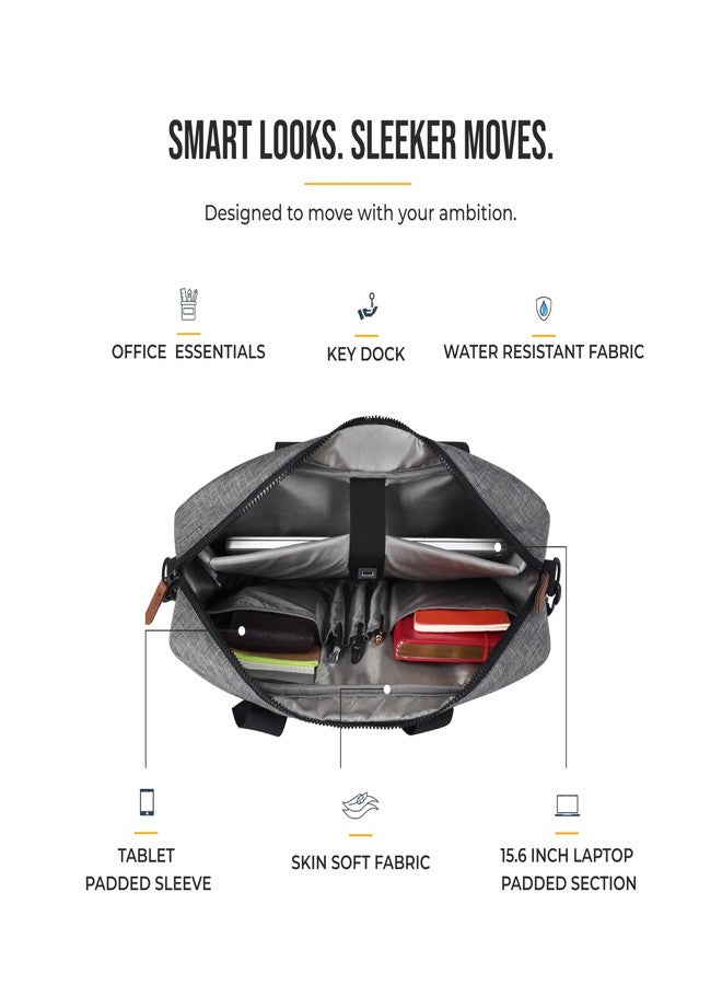 Gear Sleek 19.5L Small Water Resistant Laptop Briefcase/Office Bag/Laptop Messenger Bag for Men/Women(Black-Light Grey) - Image 4