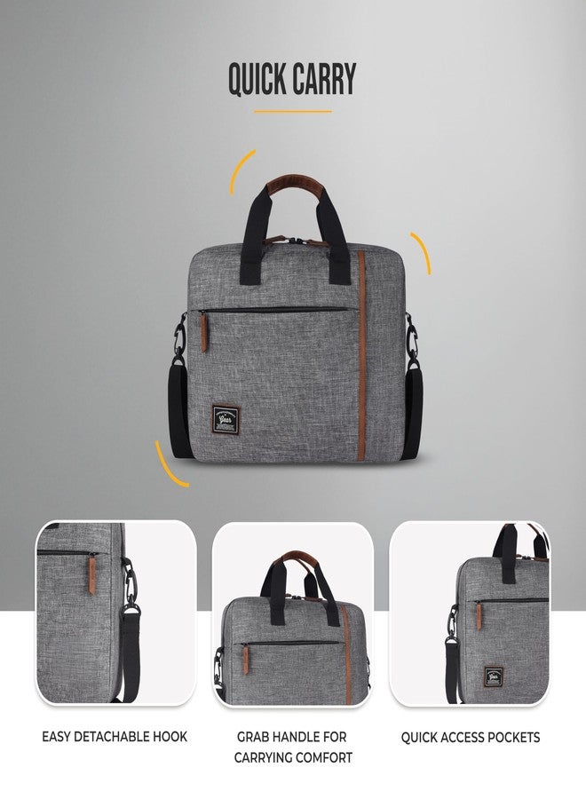 Gear Sleek 19.5L Small Water Resistant Laptop Briefcase/Office Bag/Laptop Messenger Bag for Men/Women(Black-Light Grey) - Image 5