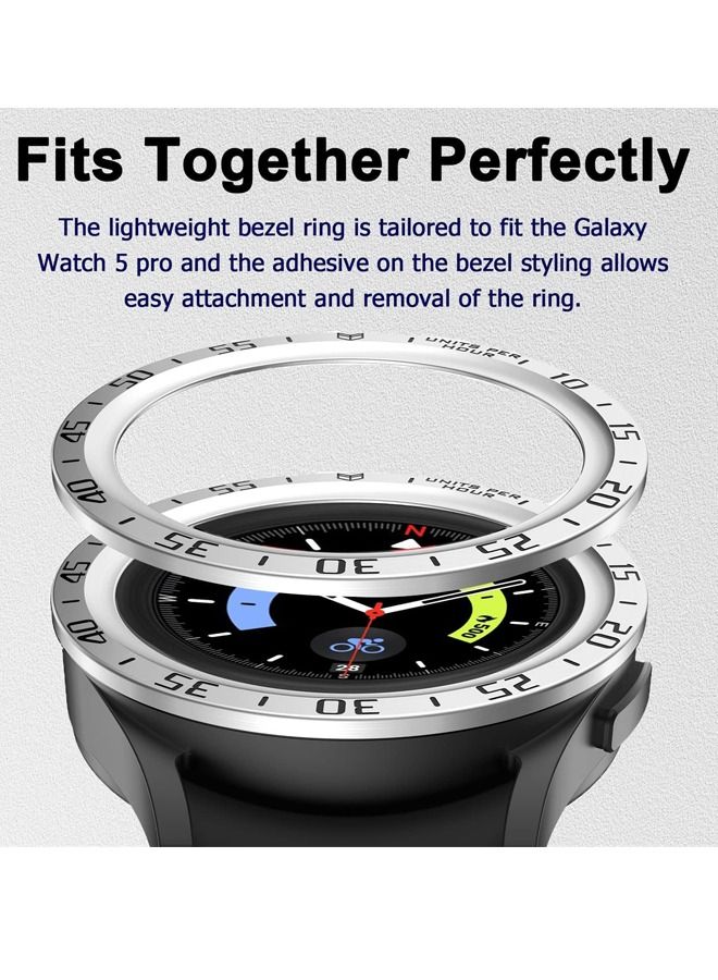 Excefore Bezel Loop Compatible for Samsung Watch 5 Pro Bezel Ring, Stainless Steel Anti Scratch Adhesive Frame Lightweight Watch Bezel Cover for Galaxy Watch 5 Pro 45mm - Image 3