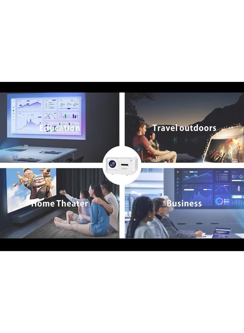 Umiio Umiio 4K Smart Projector with WiFi6, Bluetooth, Remote-Controlled Focus, Keystone Correction, 1200 ANSI Lumens, 50"–150" Adjustable Screen, Home Theater Video Projector Compatible with Android, iOS, PC – Portable White Projector - Image 4