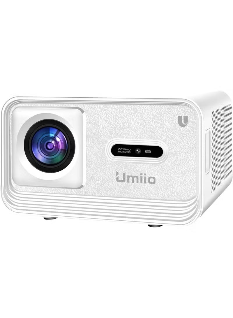 Umiio Umiio 4K Smart Projector with WiFi6, Bluetooth, Remote-Controlled Focus, Keystone Correction, 1200 ANSI Lumens, 50"–150" Adjustable Screen, Home Theater Video Projector Compatible with Android, iOS, PC – Portable White Projector - Image 1