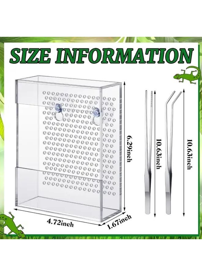 جهاز إطعام الزواحف الشفاف مع كؤوس شفط وملقطين للحرباء والسحلية والوزغ والضفدع - Image 3