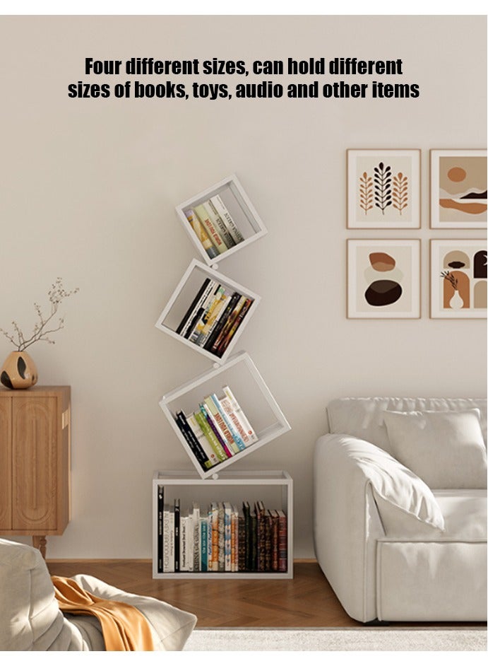 رفوف كتب فريدة الشكل، أربعة مربعات، ديكور منزلي، رفوف غير منتظمة للتخزين - Image 3