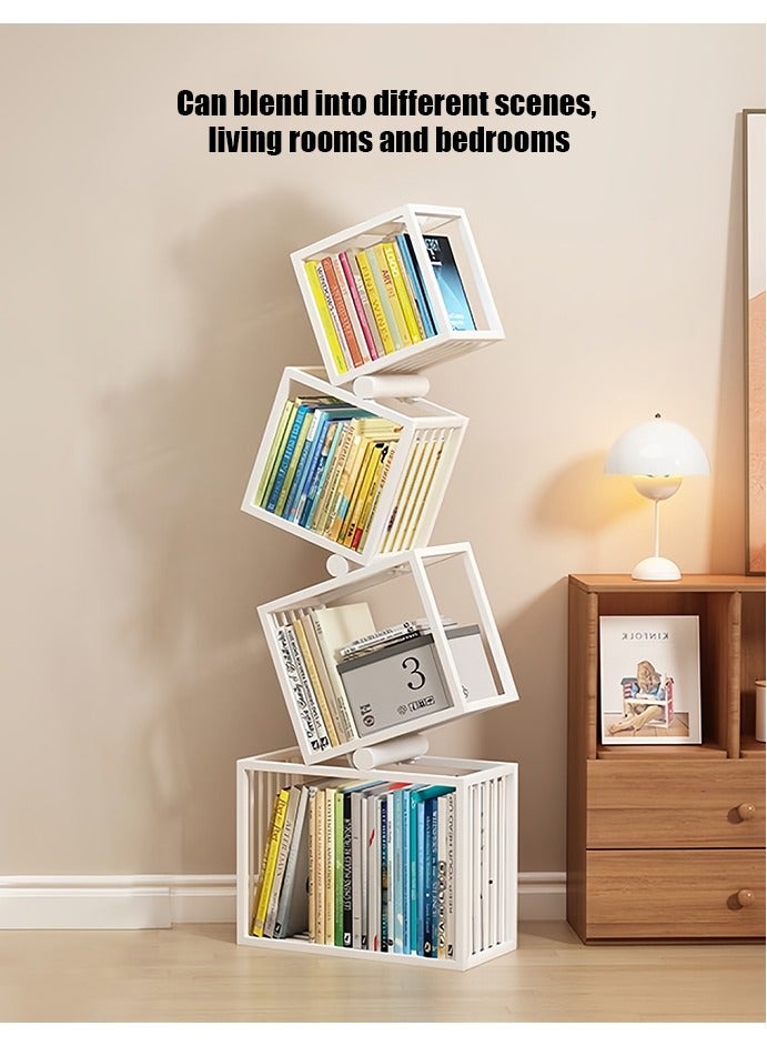 رفوف كتب فريدة الشكل، أربعة مربعات، ديكور منزلي، رفوف غير منتظمة للتخزين - Image 4