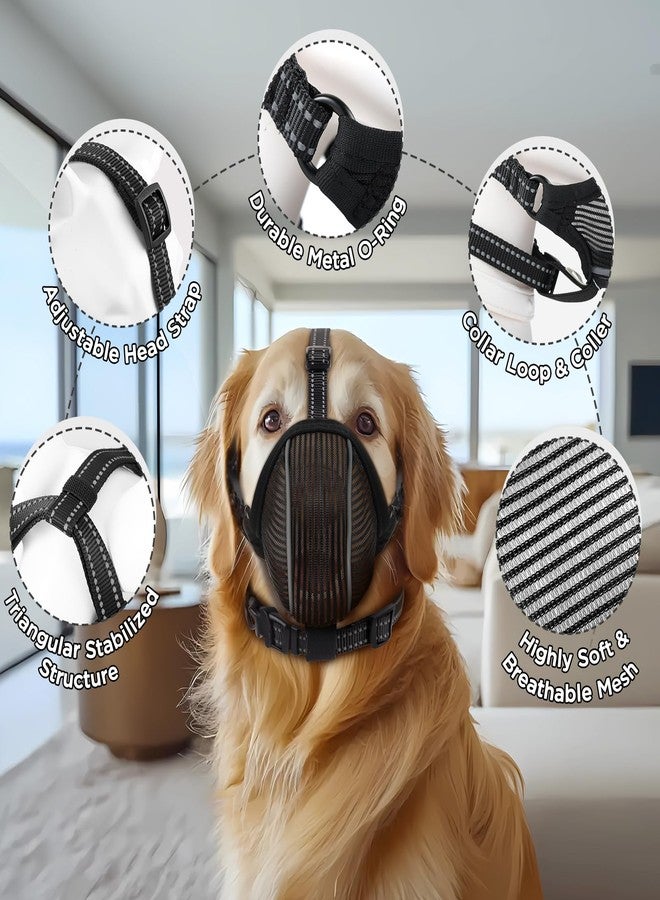 BONTHEE Dog Muzzle,Mesh Soft Muzzle for Small Medium Large Sized Dogs, Adjustable Puppy Muzzles with Collar Prevents Chewing,Biting & Scavenging | Allows Panting, Drinking & Grooming (M) - Image 2