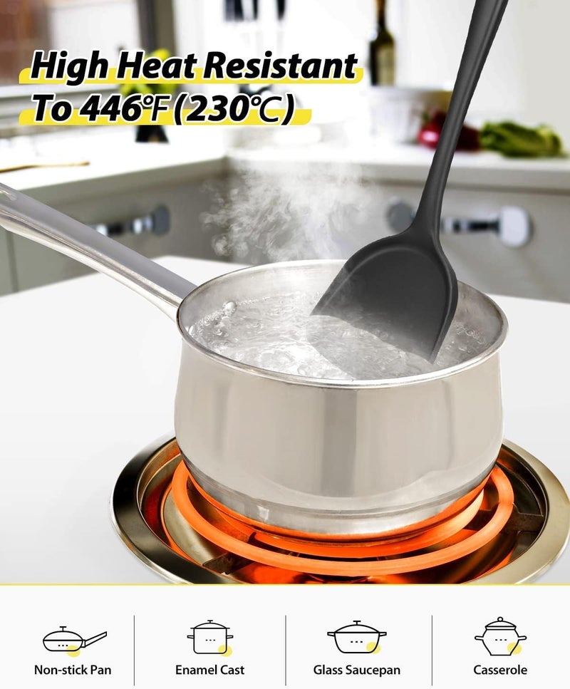 Baskety Heat Resistant Silicone Spatula/Spoonula Slotted Turner Non-Stick Wok Turner in Hygienic Solid Coating Cookware Kitchen Tools(Pack of 1 Black) - Image 4