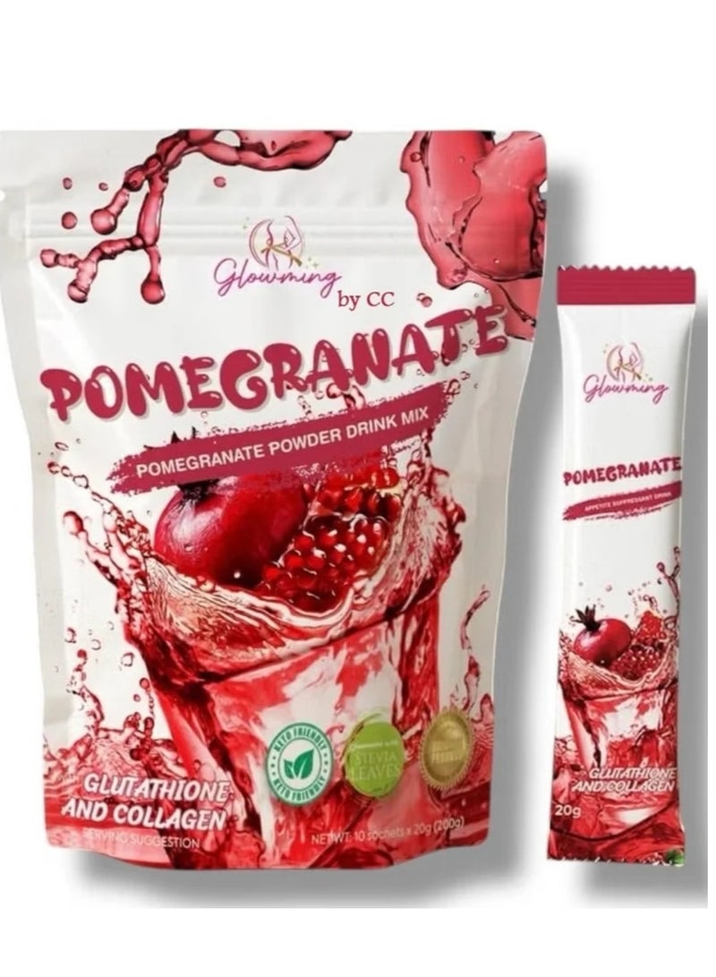 Pomegranate Glow Pomegranate Powder Drink: A Blend of Glutathione and Collagen DRINK MIX GLUTATHION AND COLLAGEN - Image 1