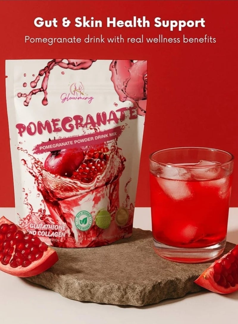 Pomegranate Glow Pomegranate Powder Drink: A Blend of Glutathione and Collagen DRINK MIX GLUTATHION AND COLLAGEN - Image 2