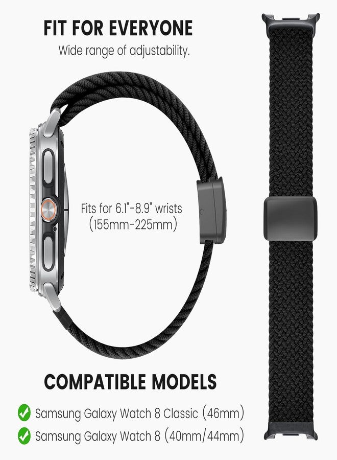 BandRain Stretchy Braided Bands Compatible with Samsung Galaxy Watch 8 Band 40mm 44mm/Galaxy Watch 8 Classic 46mm, Elastic Nylon Wristband Sport Strap for Galaxy Watch 8 2025 Women Men - Image 5