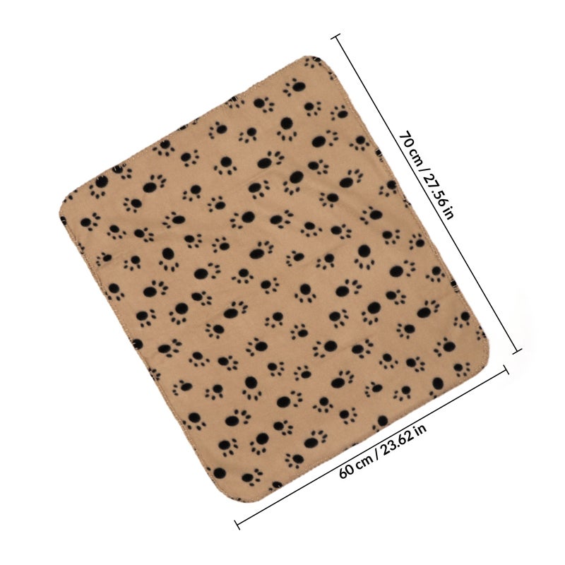 Pet Blanket for Dog Cat Animal Paw Double-sided Fleece Blankets All Year Round Puppy Kitten Bed Sleep Mat 60x70cm (Beige Background with ) - Image 2