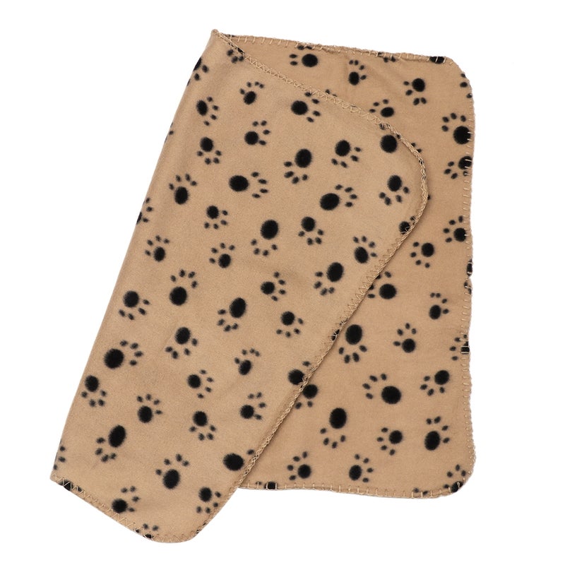 Pet Blanket for Dog Cat Animal Paw Double-sided Fleece Blankets All Year Round Puppy Kitten Bed Sleep Mat 60x70cm (Beige Background with ) - Image 1