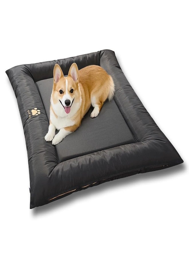 SOMAHE Medium Dog Bed with Removable Washable Cover - Orthopedic Dog Crate Pad, Waterproof Oxford Fabric, Non-Slip Bolster Bed for Medium Dogs, 36x23 Inch, Black - Image 1