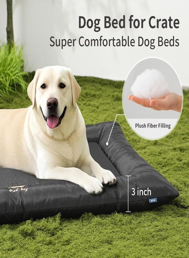 SOMAHE Medium Dog Bed with Removable Washable Cover - Orthopedic Dog Crate Pad, Waterproof Oxford Fabric, Non-Slip Bolster Bed for Medium Dogs, 36x23 Inch, Black - Image 2