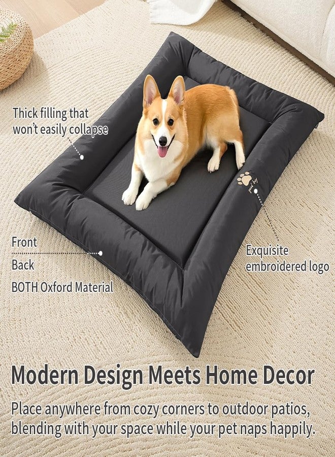 SOMAHE Medium Dog Bed with Removable Washable Cover - Orthopedic Dog Crate Pad, Waterproof Oxford Fabric, Non-Slip Bolster Bed for Medium Dogs, 36x23 Inch, Black - Image 3