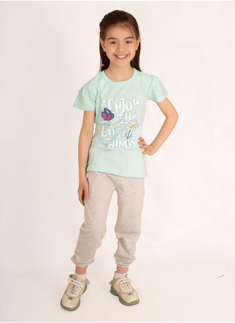 lecoo Girls' cotton summer wear for children - for going out, for clubs and for home - Summer Melton pants with pockets - comfortable pajamas  - Image 2