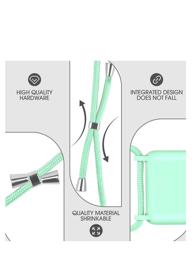 SYOSI Necklace Case for iPhone 12 Pro Max Cover with Neck Strap Phone Chain Case Crossbody Necklace with Cord Transparent Silicone Case with Adjustable Lanyard Case Strap - Mint Green - Image 4