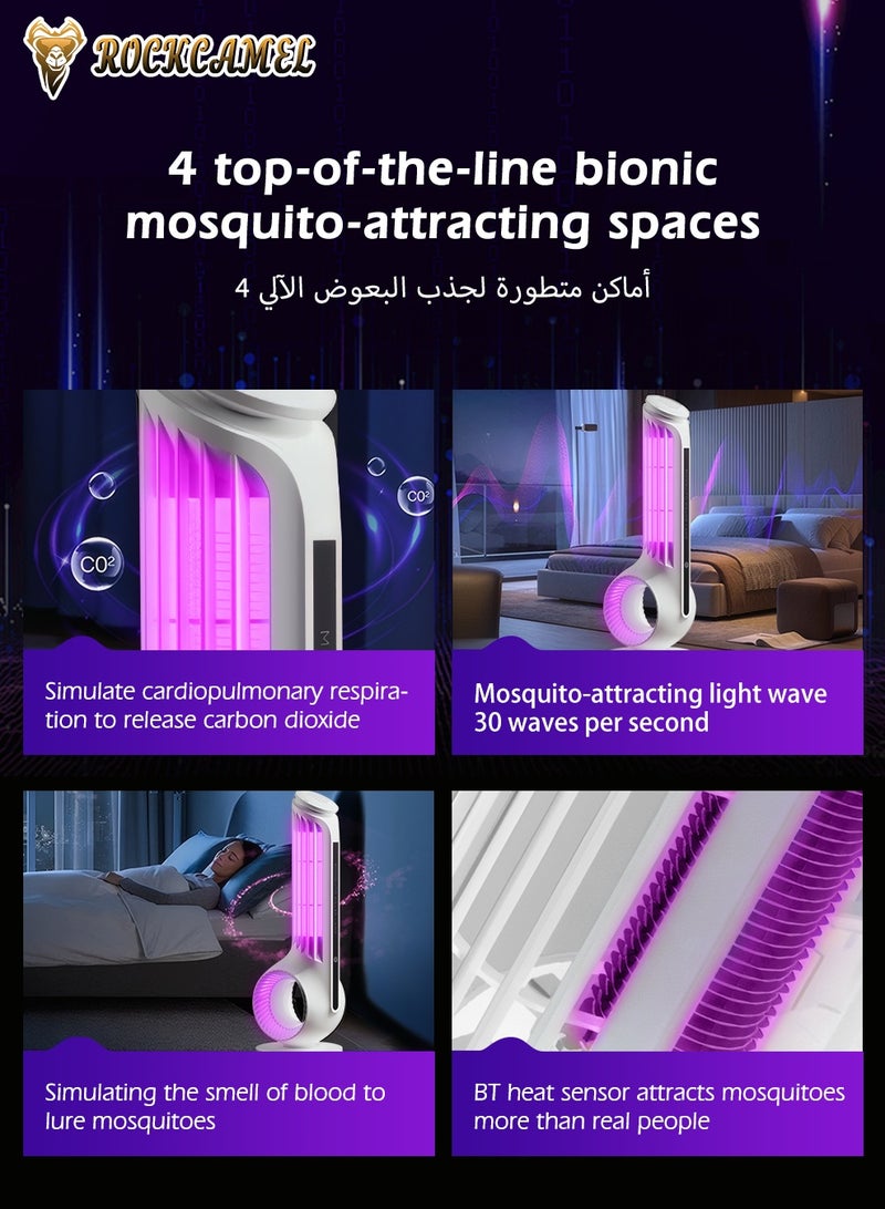 ROCKCAMEL مصيدة بعوض على شكل صدفة بحلوى بيولوجية رباعية، صاعقة حشرات مزدوجة الطاقة (USB/AC) مع ضوء فوق بنفسجية وشبكة كهربائية مطليّة بالنيكل، بطارية مدمجة 3600 مللي أمبير قابلة لإعادة الشحن، قاتل وإضاءة ثنائي الاستخدام للداخل والخارج - Image 2