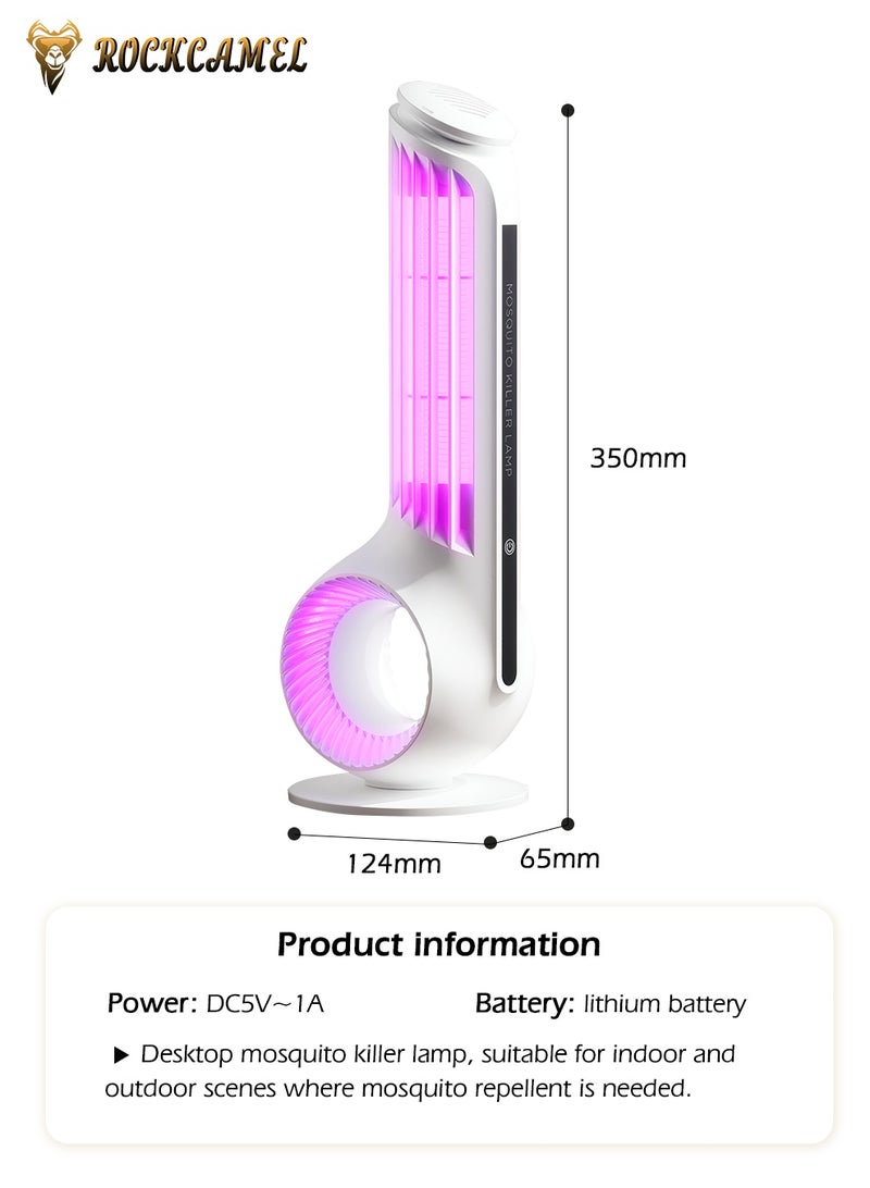 ROCKCAMEL مصيدة بعوض على شكل صدفة بحلوى بيولوجية رباعية، صاعقة حشرات مزدوجة الطاقة (USB/AC) مع ضوء فوق بنفسجية وشبكة كهربائية مطليّة بالنيكل، بطارية مدمجة 3600 مللي أمبير قابلة لإعادة الشحن، قاتل وإضاءة ثنائي الاستخدام للداخل والخارج - Image 4