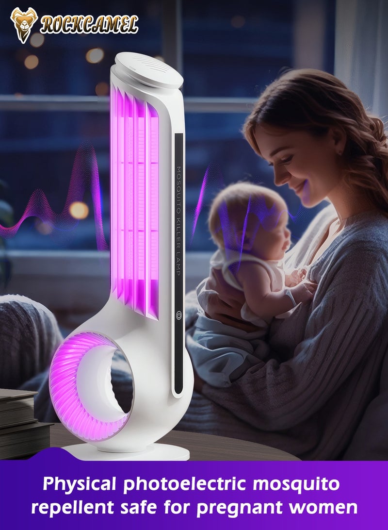 ROCKCAMEL مصيدة بعوض على شكل صدفة بحلوى بيولوجية رباعية، صاعقة حشرات مزدوجة الطاقة (USB/AC) مع ضوء فوق بنفسجية وشبكة كهربائية مطليّة بالنيكل، بطارية مدمجة 3600 مللي أمبير قابلة لإعادة الشحن، قاتل وإضاءة ثنائي الاستخدام للداخل والخارج - Image 5