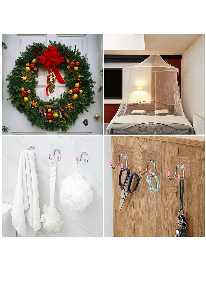 Self Adhesive Wall Hooks Dual Head Large Heavy Duty Hooks for Hanging Utility Hooks for Kitchen Bathroom Ceiling Reusable Adhesive Hooks for Key 12 Pack Max 30lb - Image 3