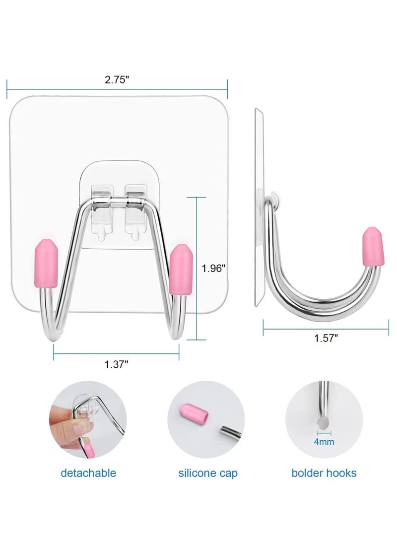 Self Adhesive Wall Hooks Dual Head Large Heavy Duty Hooks for Hanging Utility Hooks for Kitchen Bathroom Ceiling Reusable Adhesive Hooks for Key 12 Pack Max 30lb - Image 2