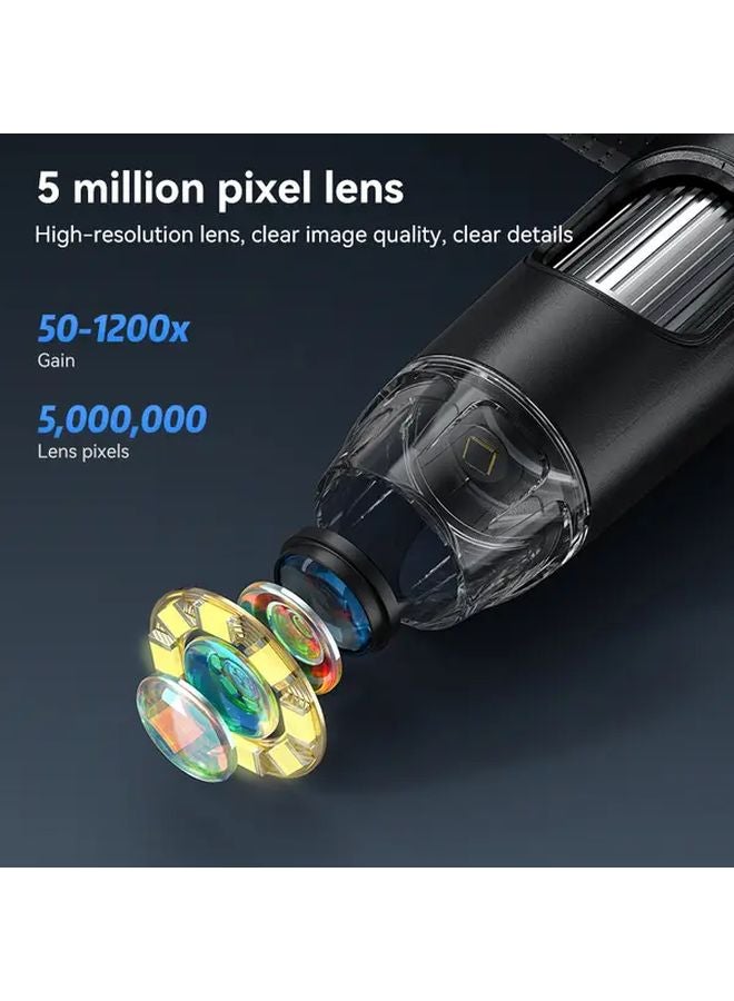 Black 7 Inch HD Digital Microscope 50 1200X Magnification 5MP Lens 8 LED Lights 178 Wide IPS Screen - Image 5