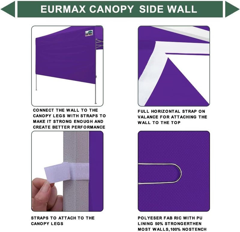 Eurmax USA 10ft Instant Canopy SunWall Canopy Tent Sidewall for Pop Up Canopy Tent,1 Pack Removable Sidewall Only(Purple) - Image 3