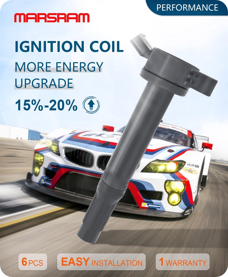 Marsram UF487 Ignition Coil Pack & Double Iridium Spark Plug Fit for Toyota Lexus 2005-2018 Camry Highlander Avalon Rav4 Sienna Venza RX350 ES350 RX450h 3.5L V6 Replace 90919-02251 90919-A2002 6Pcs - Image 4