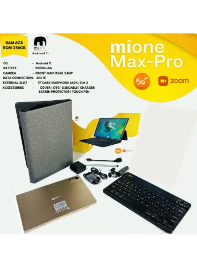 ELTRAZONE Mione Max Pro 5G Android Tablet | 10.1-Inch HD Display, 6GB RAM 256GB Storage, 10,000mAh Battery, Dual SIM 5G | Includes Wireless Keyboard & Leather Case – Perfect for Work, Study & Entertainment – Gold - Image 5