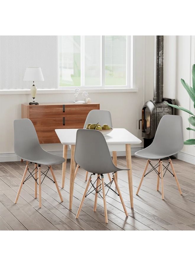 Taimi 2-Piece Office, Dining, Kitchen and Living Room Plastic Chair with Wooden Legs Grey 70x40x40cm  - Image 3